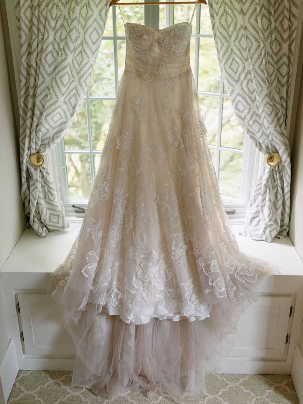 Anthropologie BHLDN Strapless Lace A-Line Wedding Dress